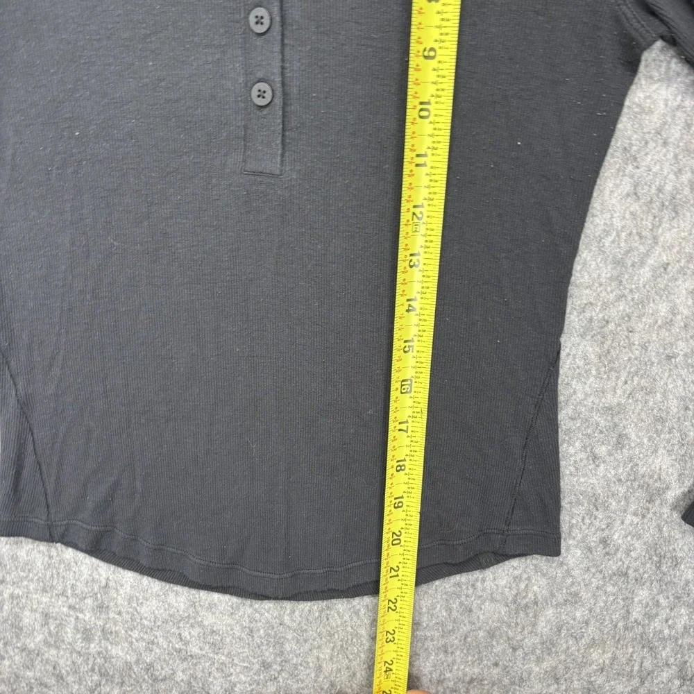 Lululemon Hold Tight Henley Long Sleeve Women's‎ XS Black Cotton Athleisure
